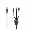 SEEK TOTI USB A to microUSB/Type-C/Lightning, 1.5 m Braided Cable 2A (non-MFI), Juodas