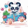 Tapyba pagal skaičius Panda automobilyje 20x20 cm