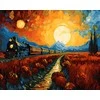 Tapyba pagal skaičius Traukinys saulėlydžio metu 40x50 cm