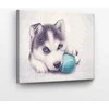 Tapyba pagal skaičius Husky šuniukas su kamuoliuku 40x50 cm