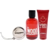 Rinkinys moterims Dsquared2 Red Wood: EDT, 100 ml + dušo želė, 100 ml + piniginė