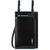 Piquadro, Mėlyna Square, Leather Crossbody Bag, Juodas, 11.5 x 19 x 2 cm, For Men