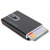 Piquadro, Mėlyna Square, Leather Card Holder, Square Sliding System with Zipped Coin Pocket, PP5359B2R-N, Juodas, For Men