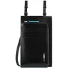 Piquadro, Mėlyna Square, Leather Crossbody Bag, Juodas, 11.5 x 19 x 2 cm, For Men