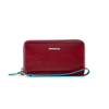Piquadro, Mėlyna Square, Leather Wallet, Raudona, For Women