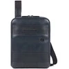Piquadro, Obidos, Leather Crossbody Bag, Mėlyna, 17 x 22 x 5.00 cm, For Men