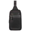 Piquadro, Trakai, Leather - Fabric, Mono Sling, Textile Crossbody Bag, Juodas, 42021990, 31 x 18 x 7 cm, For Men