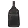 Piquadro, Trakai, Leather - Fabric, Mono Sling, Textile Crossbody Bag, Juodas, 42021990, 31 x 18 x 7 cm, For Men