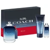 Set Coach: Mėlyna Eau De Toilette For Men, 100 ml + Mėlyna Eau De Toilette For Men, 15 ml + Mėlyna Dušo želė Beard & Hair, 100 ml