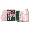 Set The Luxury Bathing Company: Velvet Rose & Peony Cleansing & Refreshing Dušo želė For All Skin Types, 250 ml + Velvet Rose & Peony Moisturizing Hand Kreminis, 50 ml + The Luxury Bathing Company Cleanse & Scrub Body Sponge + The Luxury Bathing Company Zip