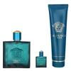 Versace Eros Pour Homme Giftset rinkinys vyrams (PP kvepalai, 100 ml + dušo želė, 150 ml, PP miniatiūra, 5 ml)