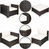 Lauko baldų komplektas Modulinis sodo baldų komplektas Springos GF0062 staliukas, fotelis, sofa, 4 moduliai, rudos-kreminės spalvos