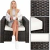 Lauko baldų komplektas Modulinis sodo baldų komplektas Springos GF0062 staliukas, fotelis, sofa, 4 moduliai, rudos-kreminės spalvos
