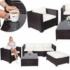 Lauko baldų komplektas Modulinis sodo baldų komplektas Springos GF0062 staliukas, fotelis, sofa, 4 moduliai, rudos-kreminės spalvos