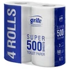 Tualetinis popierius GRITE Super MINI 500 lapelių, 4 ritinėliai, 2 sluoksniai, celiuliozė
