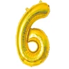 Aukso spalvos skaitmeninis balionas „6“, 66 cm, gimtadienis, šventė, dekoracija, aukso spalvos