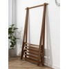 Bambukinis stovas rūbams ir 2 lygiais lentynų, ilgis 116 cm