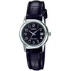 CASIO Moteriškas laikrodis LTP-V002L-1B, sidabrinė korpuso spalva, juodas dirželis