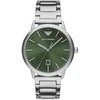 Emporio Armani Vyriškas Laikrodis AR11575 Ruggero, Sidabrinis, Žalias Ciferblatas