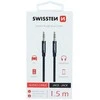Garso kabelis 3,5 mm 1,5 m Swissten tekstilė - juoda