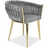 Glamour Kėdė Pilkas Velvet – Auksinėmis Kojomis, Woven Modernus Dizainas