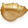Glasschälchen Snackschale Knabberschale Dessertschale Schälchen aus Glas Gold Blatt 16x14 cm 180 ml