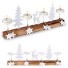 Home Styling Collection Žvakidė medinė balta 4 žvakėms 40x6x16,5 cm