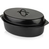 Nava Kepimo indas granitinė su dangčiu ovali NATURE 6,5 l, 42x29x17 cm