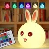 Led rabbit remote control rgb usb night light for kids