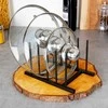 Metalinė puodo dangčio ir lėkščių laikiklis juoda 19,5x12,5x12 cm