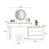 Paula Makeup Stalas LED - Baltas/Rudas - 80 cm