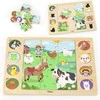 Viga Medinis Dėliones Puzzle - Atspėk Pagal Šešėlį - Ūkio Augintiniai
