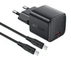 Acefast Įkroviklis jungiama į tinklą USB-C 30W GaN su kablem USB-C - Lightning 1.2m - juoda