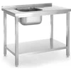 Vieno dubenio kriauklė su lentyna, kairioji Budget Line STEEL 800 x 600 x 850 cm - Hendi 817001