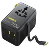 Įkroviklis Baseus Baseus EnerCore CG11 Charger Retractable 2AC+2U + 70W, Juodas
