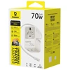 „Baseus EnerCore CG11 70W 6 viename“ kelioninis adapteris su ištraukiamu USB-C laidu – baltas