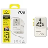 „Baseus EnerCore CG11 70W 6 viename“ kelioninis adapteris su ištraukiamu USB-C laidu – baltas