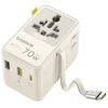 „Baseus EnerCore CG11 70W 6 viename“ kelioninis adapteris su ištraukiamu USB-C laidu – baltas
