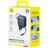 Baseus Sieninis įkroviklis EnerCore CJ11 67W 2xUSB-C su ištraukiamu USB-C kabeliu 0.8m, juodas