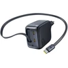 Baseus Sieninis įkroviklis EnerCore CJ11 67W 2xUSB-C su ištraukiamu USB-C kabeliu 0.8m, juodas