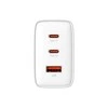 Sieninis įkroviklis Baseus OS-Cube Pro 2xUSB-C + USB, 65W (baltas)
