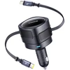 Baseus Enjoyment Max automobilinis įkroviklis with USB-C+Lightning cables 60W juodos spalvos