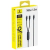 Baseus Laidas Baseus Flash 4 140W 2in1 USB-C į USB-C + USB-C 1,5 m - juodas