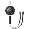 Baseus Kabelis przewód zwijany 2w1 USB-C 100W 1.2m - juoda