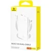 Išorinė baterija Baseus Airpow Lite, 10000mAh, 22.5W, 1 x USB; 1 x USB Type-C laidas, 1 x iPhone Lightning laidas, iš viso 3A, baltas