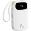Baseus Powerbank 10000mAh 45W FC31 Qpow 3 su wyświetlaczem kablami USB-C iPhone Lightning - balta