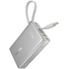 Baseus PicoGo 10 000 mAh 45 W išorinė baterija su skaitmeniniu ekranu ir integruotu USB-C laidu – titano spalvos
