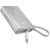 Baseus PicoGo 10 000 mAh 45 W išorinė baterija su skaitmeniniu ekranu ir integruotu USB-C laidu – titano spalvos