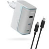 Cuktech AD1003EU 100W GaN 2x USB-C + USB-A sieninis įkroviklis su laidu - Baltas