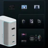 Cuktech AD1003EU 100W GaN 2x USB-C + USB-A sieninis įkroviklis su laidu - Baltas